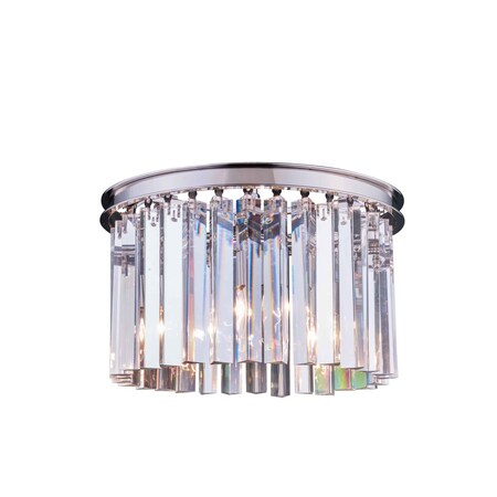 Elegant Lighting Sydney 3 light Polished nickel Flush Mount Clear Royal Cut Crystal 1208F16PN/RC